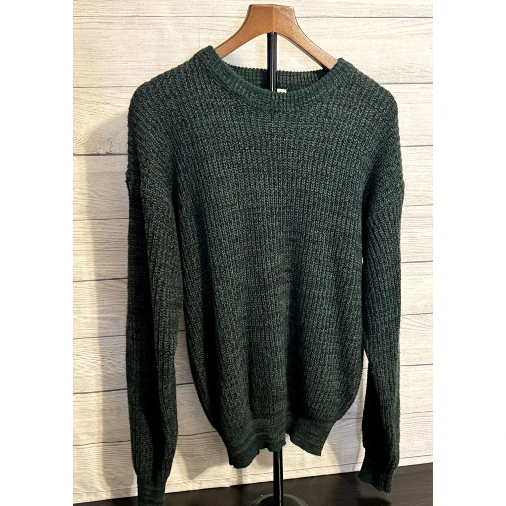 Saugatuck Sweater Size L Dark Green Acrylic Crewneck Vintage